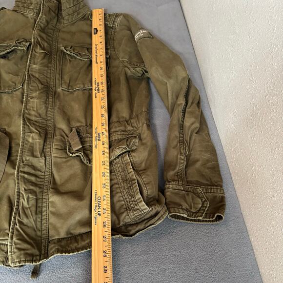 Abercrombie Fitch Military Jacket Womens L? No Size Tag Green Utility Full Zip - Picture 13 of 15